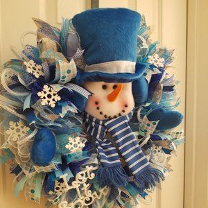 CHRISTMAS wreath, 22" inch. "Frosty Snowman" NEW
